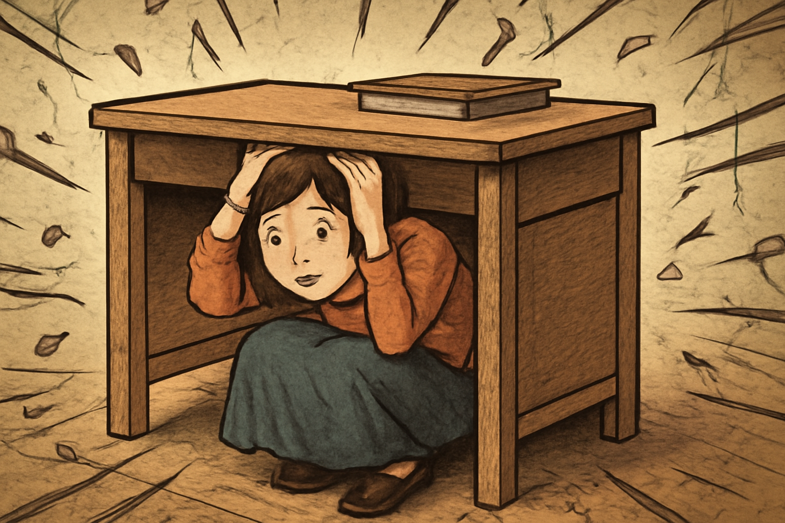 地震の夢で机の下に隠れる意味は？