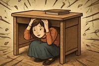地震の夢で机の下に隠れる意味は？