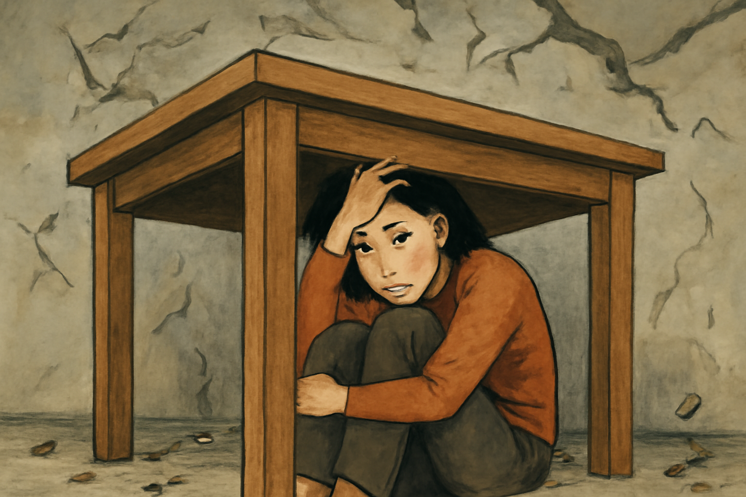 地震の夢で机の下に隠れるのは冷静さと不安の表れ